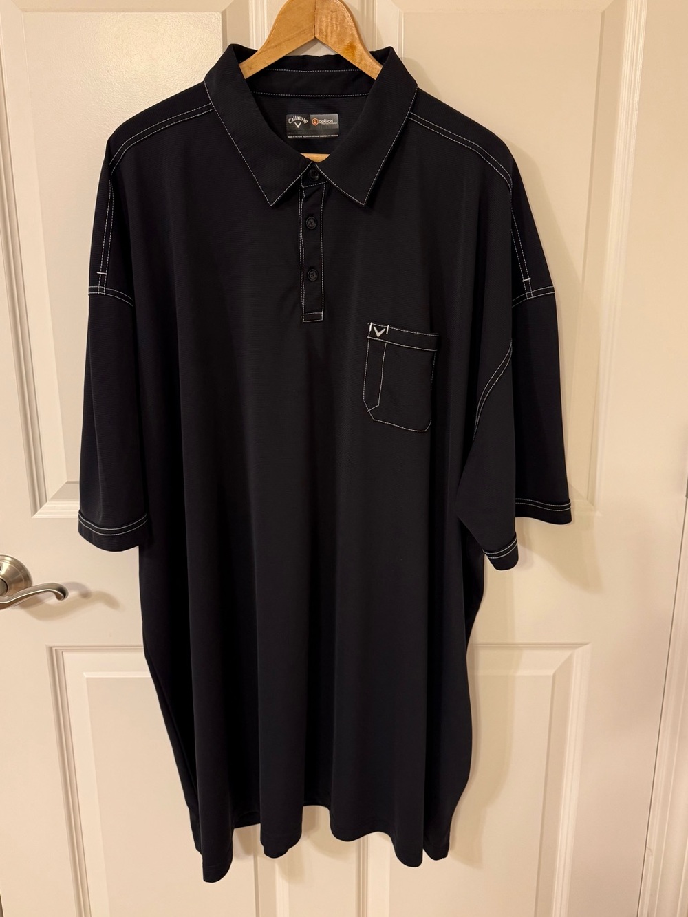 Callaway Opti Dri Men's Polo Black 4XL Collar Golf Shirt Pocket Wicking EUC